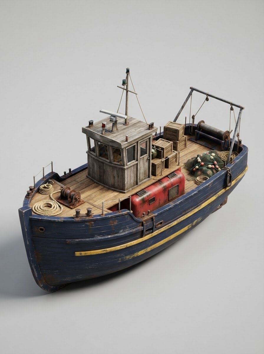 Weathered wooden trawler