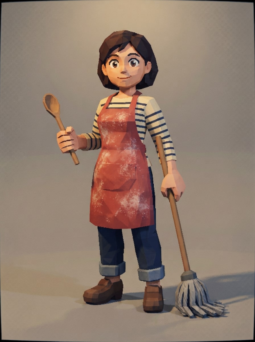 A harried young homemaker
