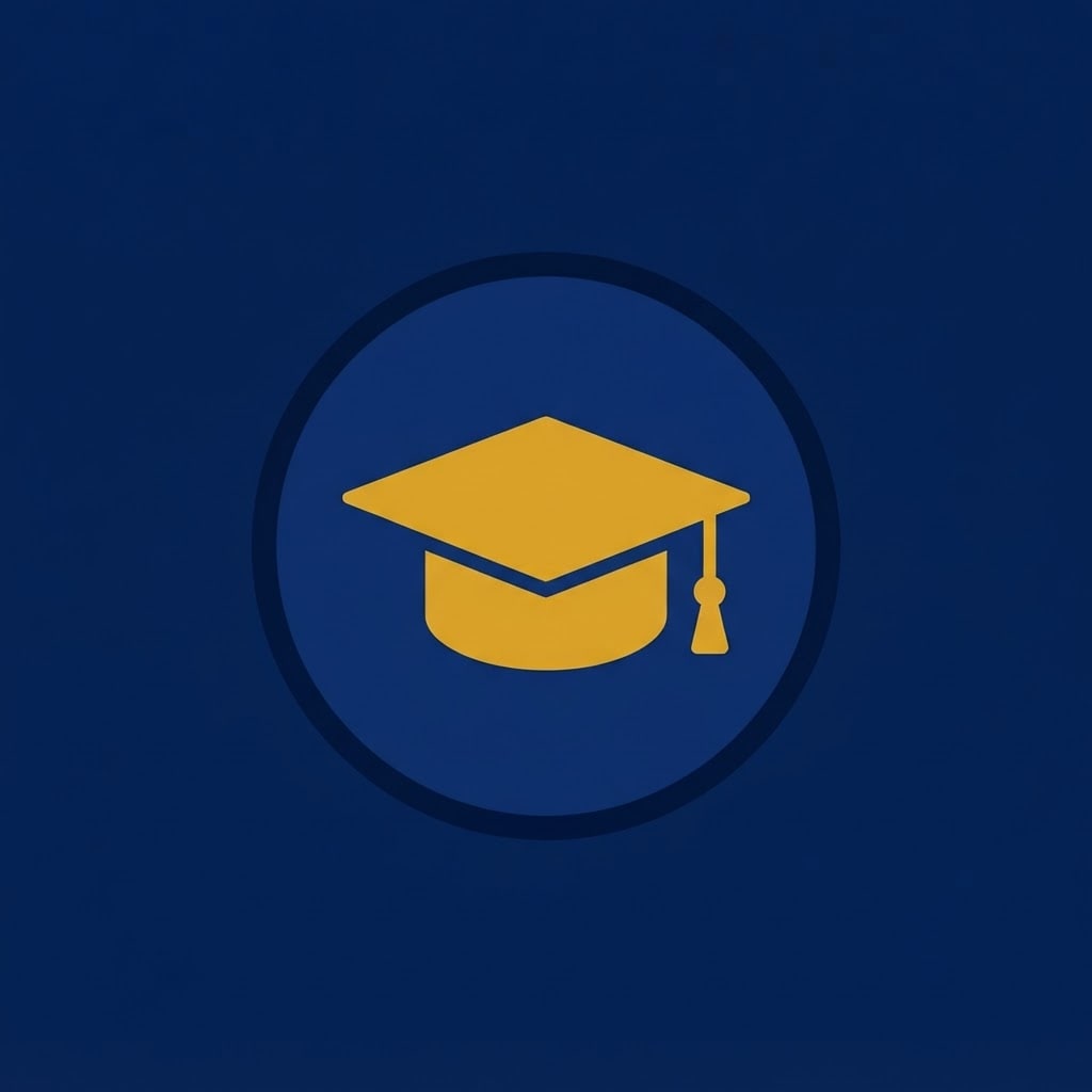 Image: A flat, minimalist mobile app icon. A bold deep na