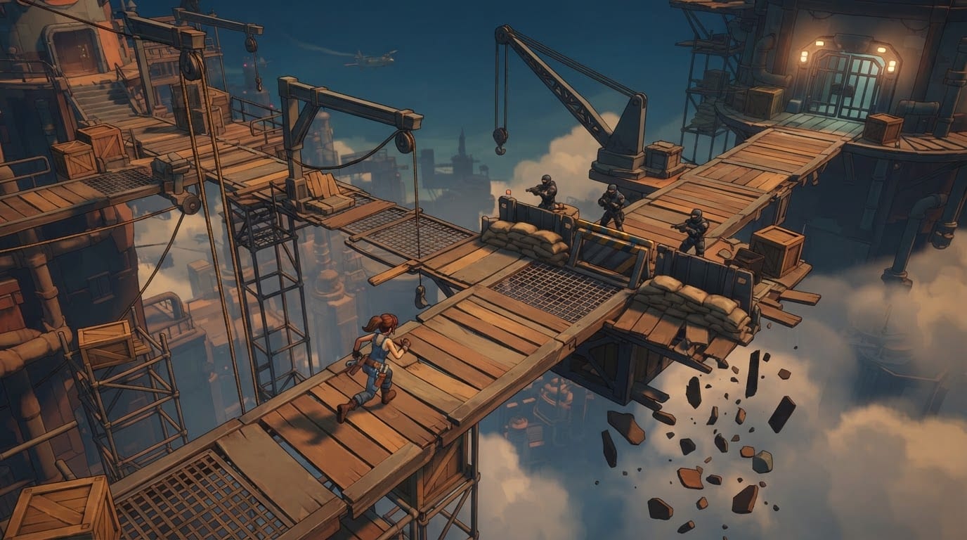 Race across collapsing docks