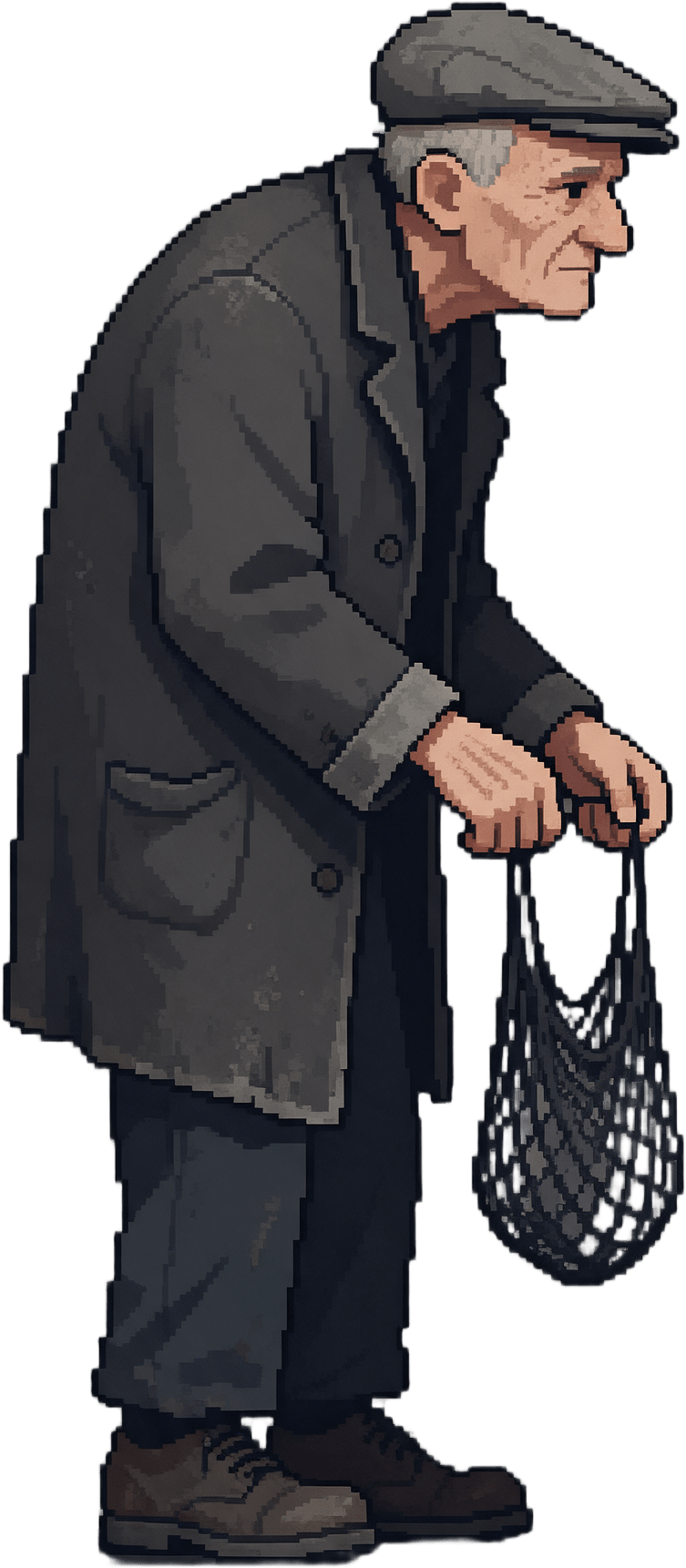 Image: Pixel art game character sprite, a single full-bod
