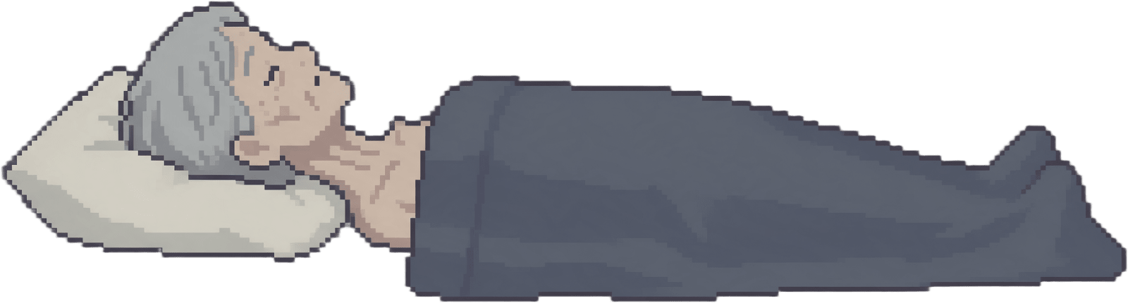 Image: Pixel art game sprite, an elderly woman with grey