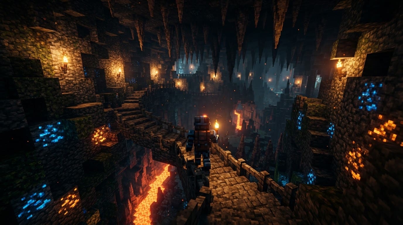 Explorer des grottes remplies de minerais