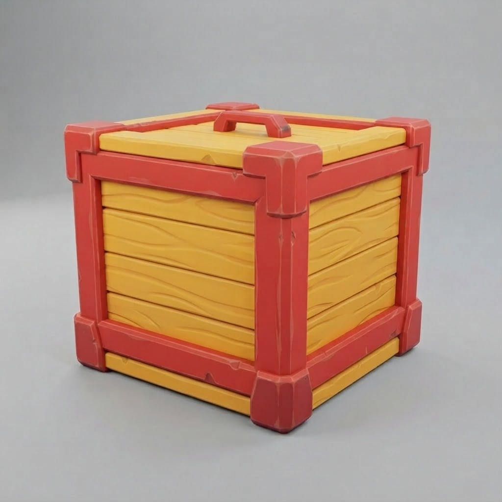 Yellow red-trimmed low poly crate