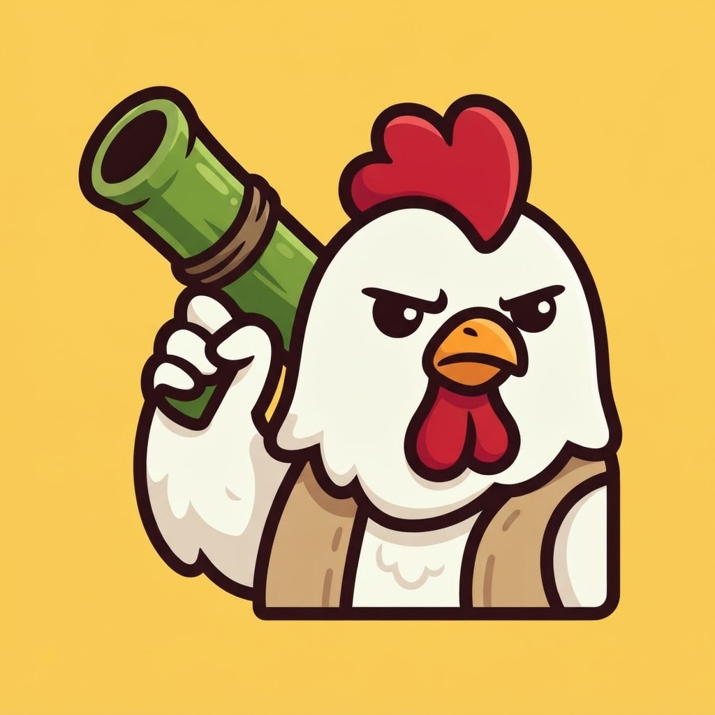 Image: Square game icon in chunky 2D cartoon sticker styl