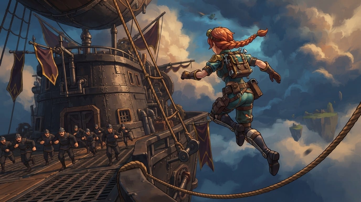 Board a rival airship