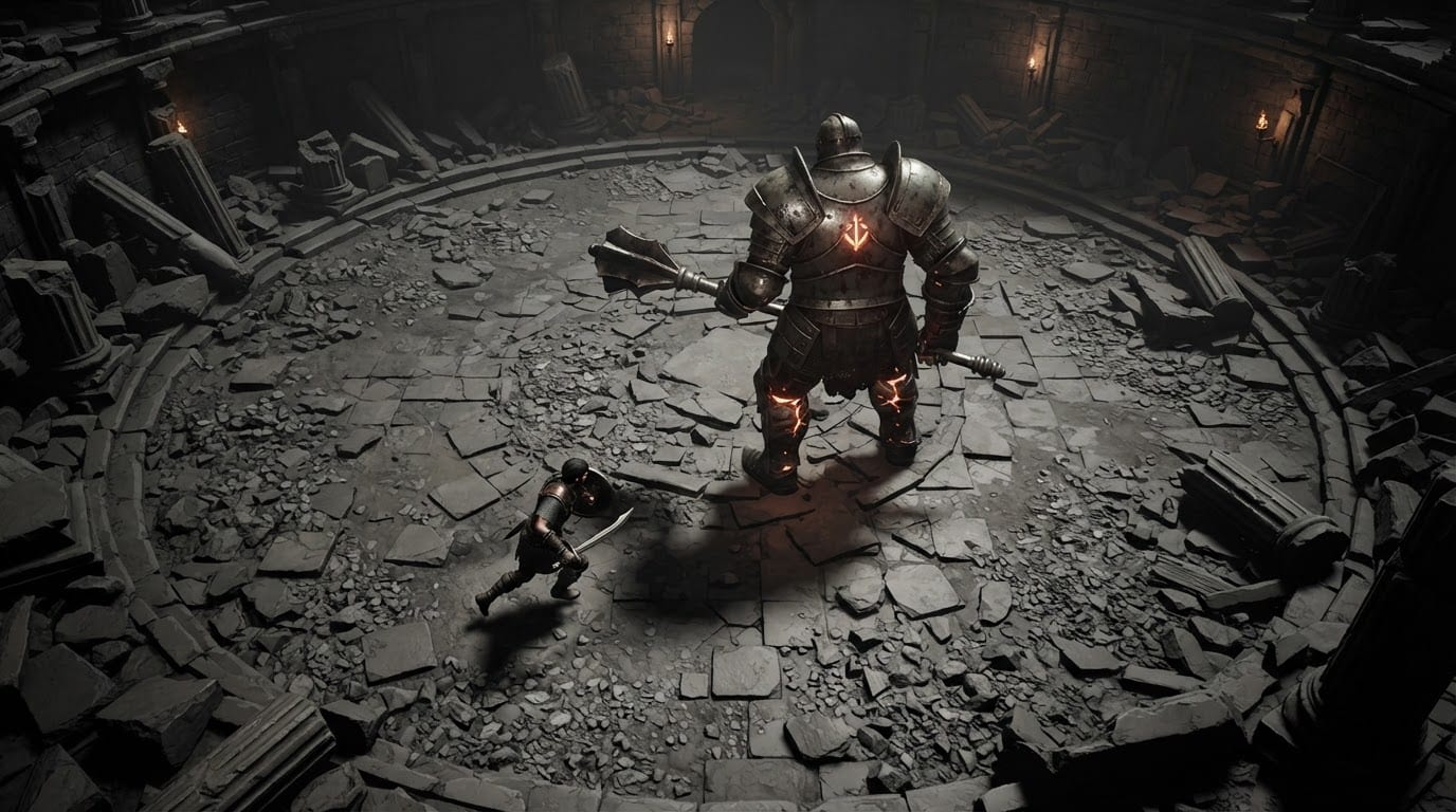 Stalk a giant armored warlord