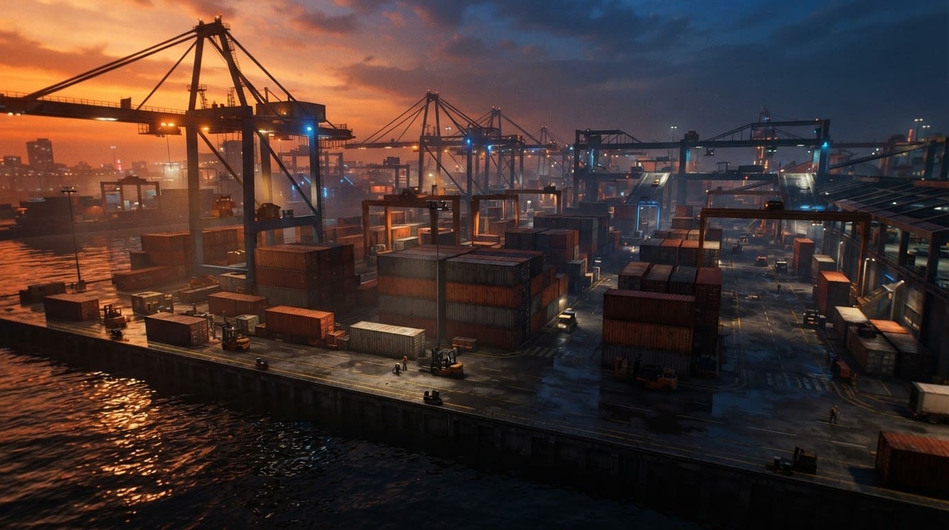 Industrial port and shipyard