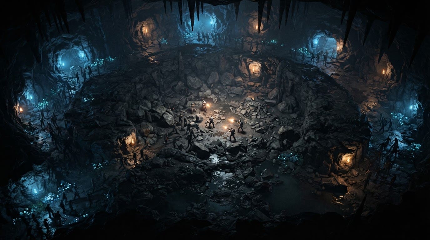 Underground cave tunnel network