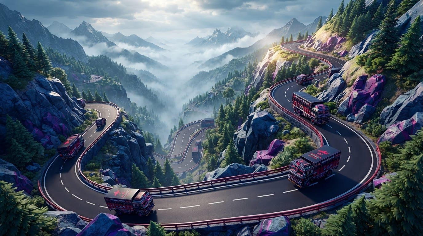 Mountain pass winding highway