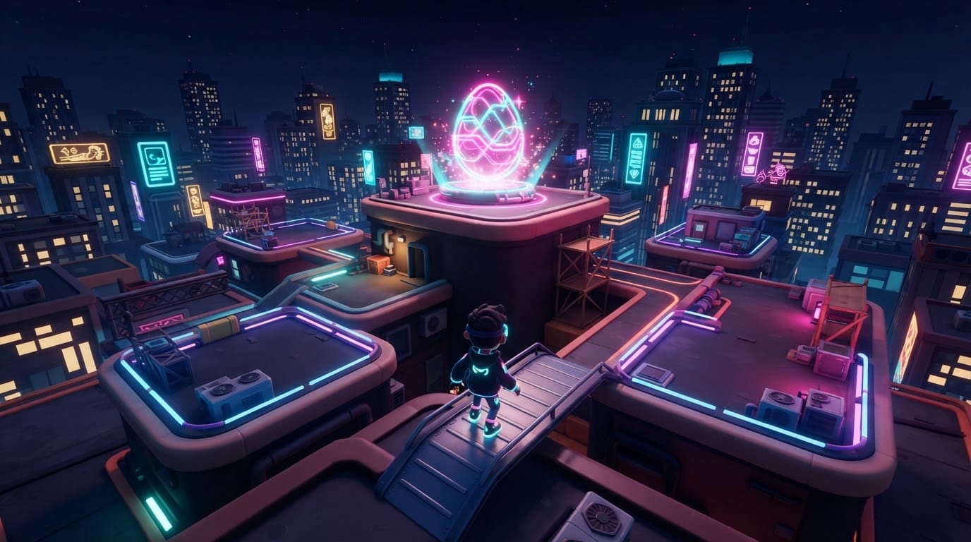 Neon Night City Rooftops