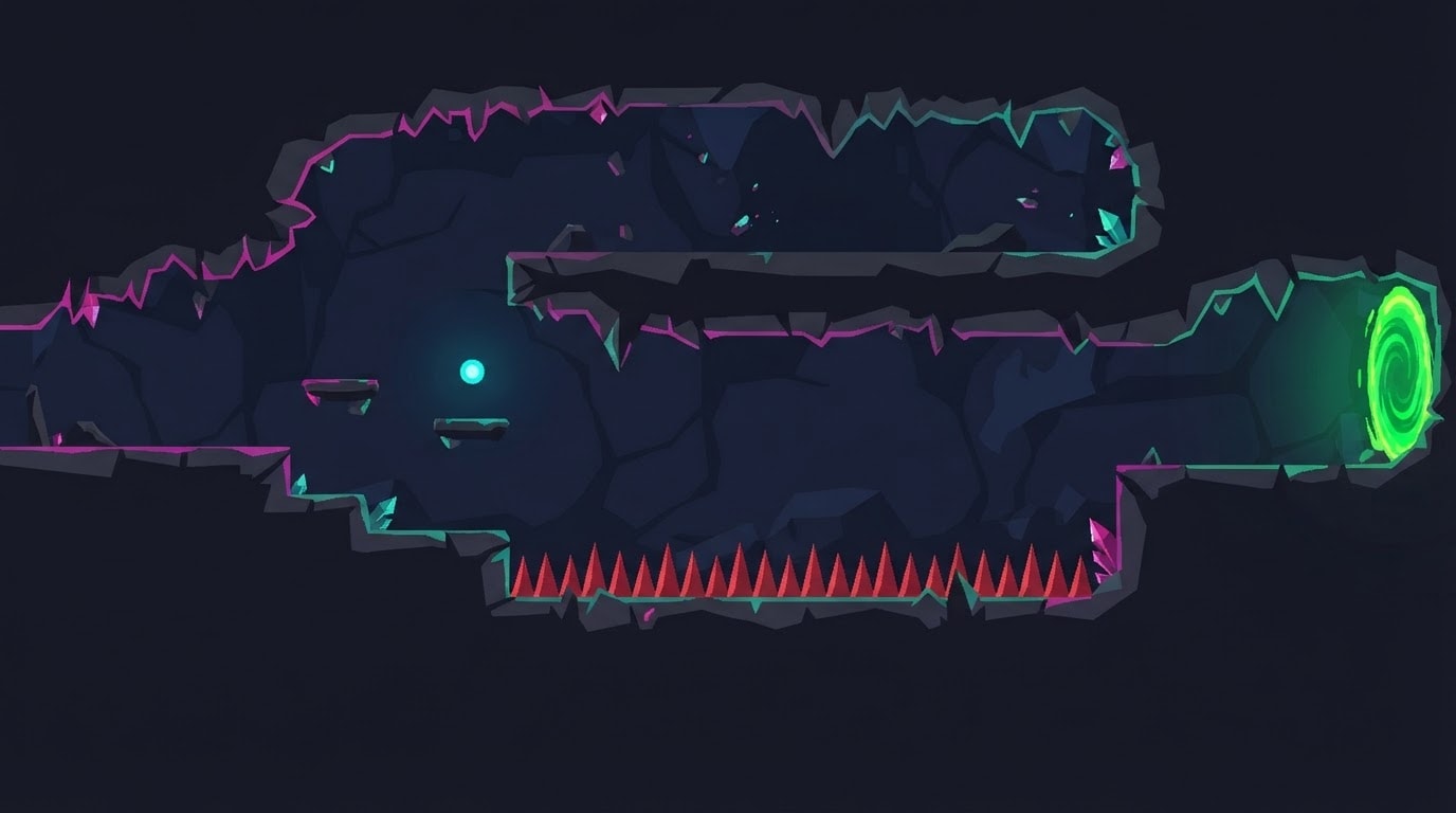 Deep neon cave tunnel