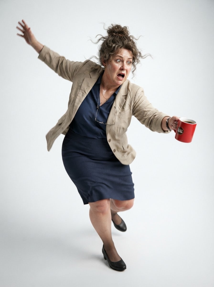 Clumsy office worker woman