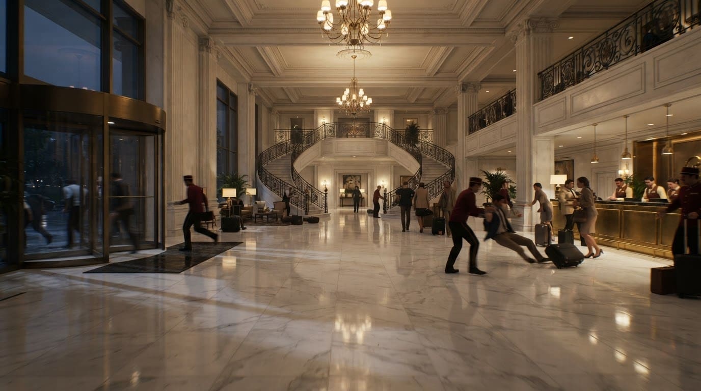 Glossy hotel lobby