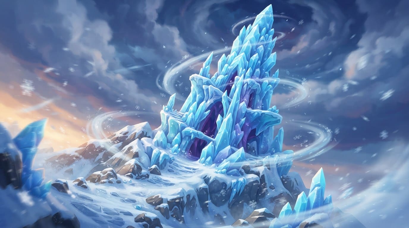 Icy mountain glacier tower