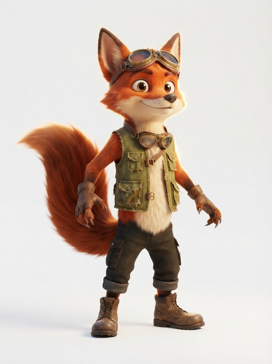 A scruffy climbing fox