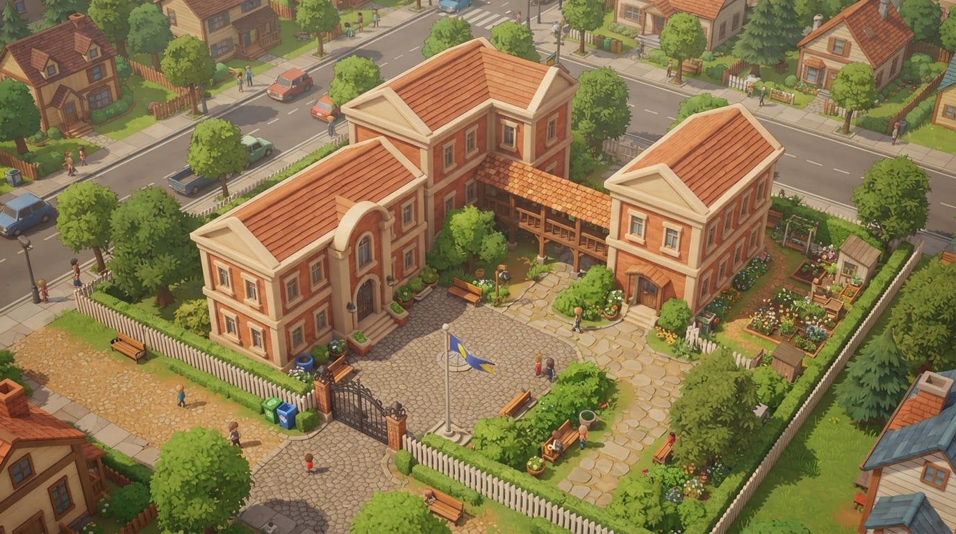 Escola antiga no centro da cidade