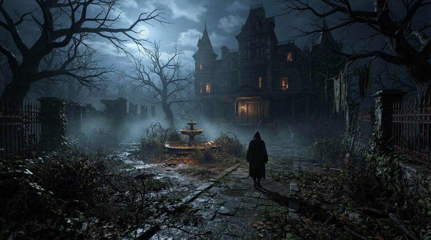 The overgrown estate grounds