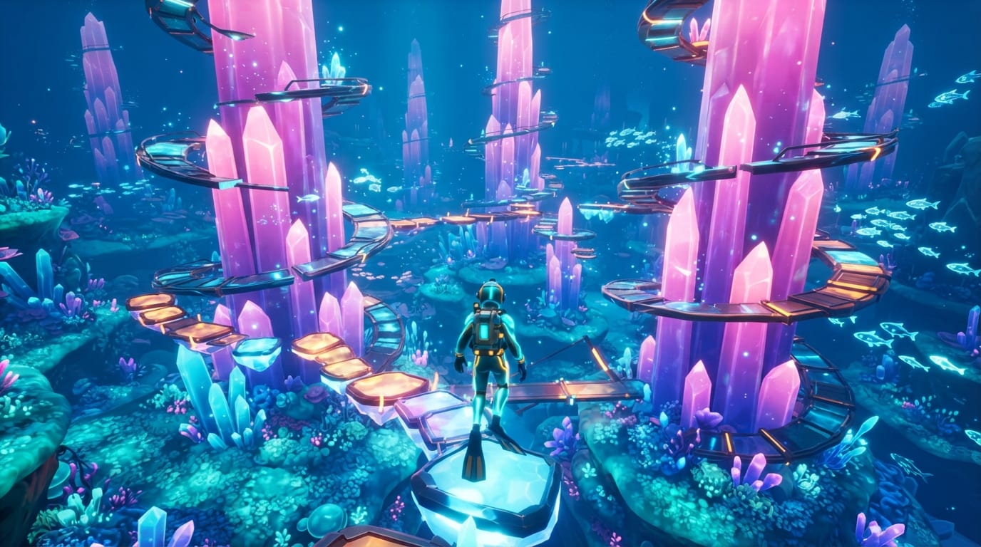 A deep crystal ocean reef