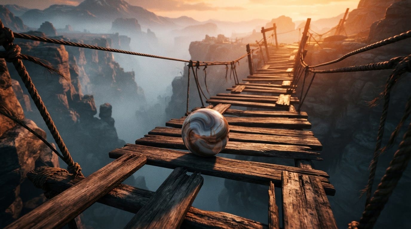 Roll across crumbling planks