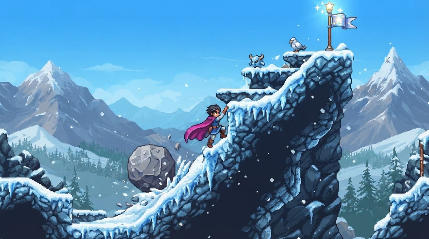 Climb the snowy mountain summit