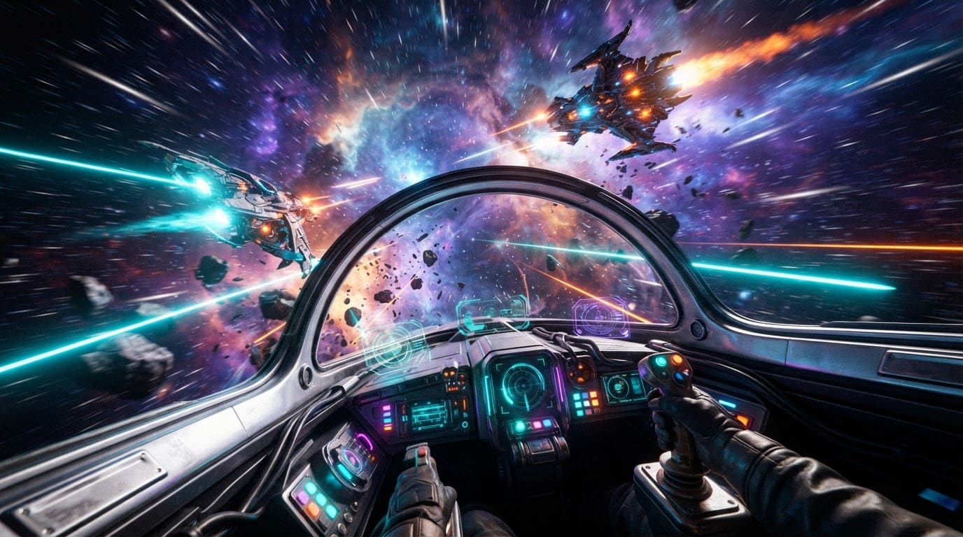 Dogfight rival alien warships