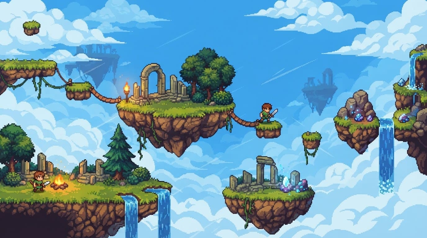 Floating sky island archipelago