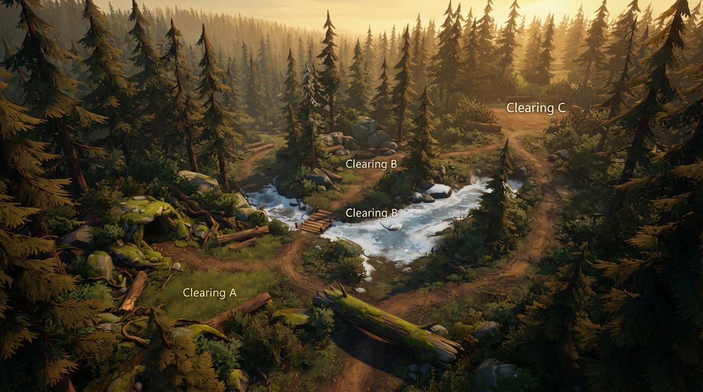 A dense pine forest