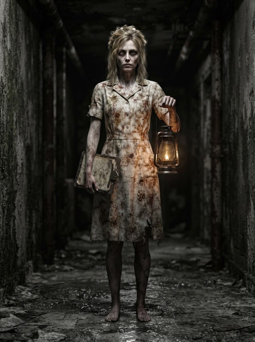 A hollow-eyed asylum nurse