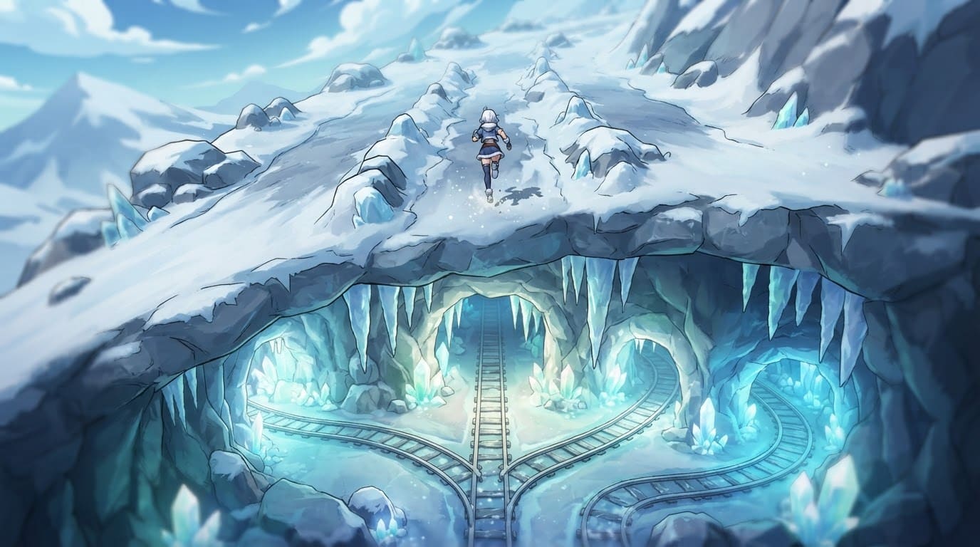 Frozen mountain and underground cave