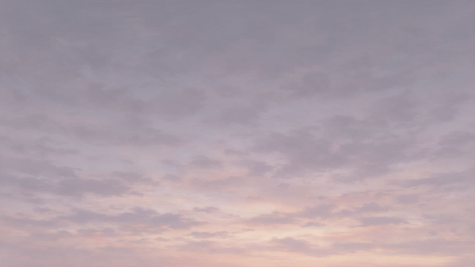 Image: First light sky, pale grey-lavender clouds, a thin