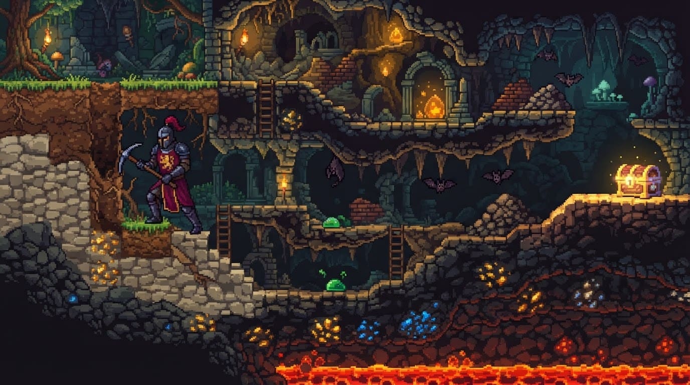 Dig deep into layered earth