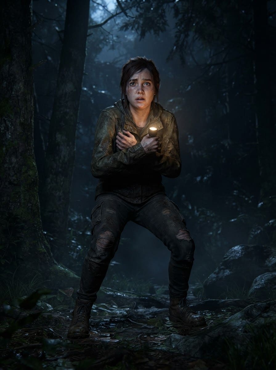 A frightened young hiker