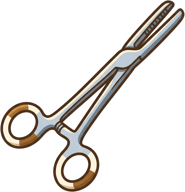 Image: One pair of surgical forceps, recognizable closed