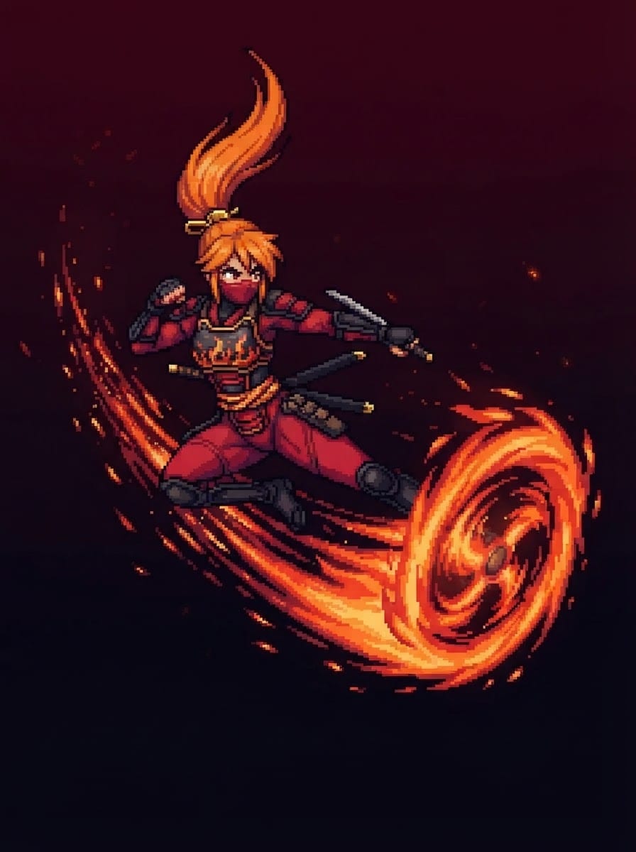 Kunoichi das Chamas — Chute Voador