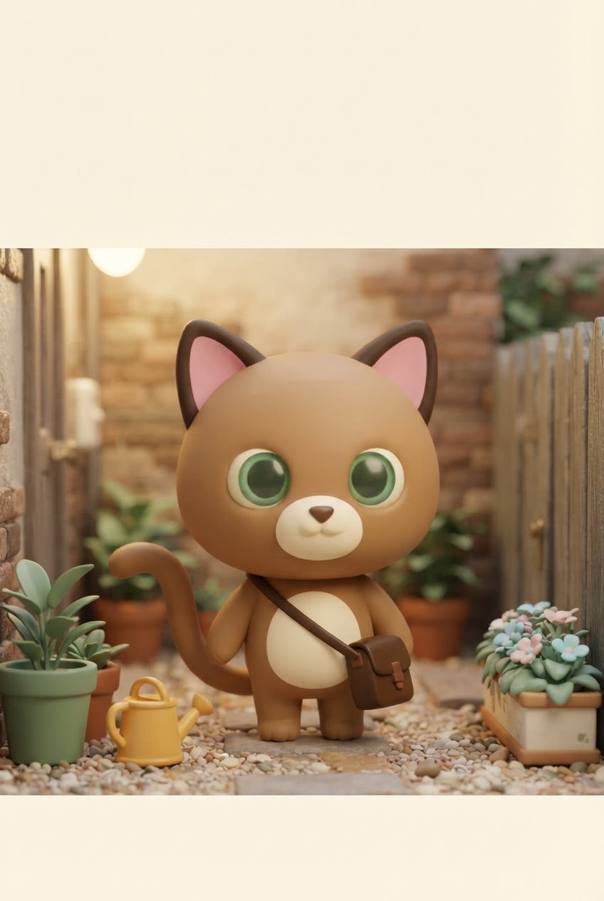 Image: Premium cozy mobile game art, stylized 3D miniatur