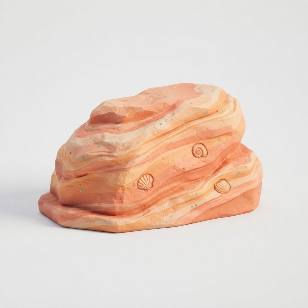 Image: Single isolated low seaside boulder obstacle for a