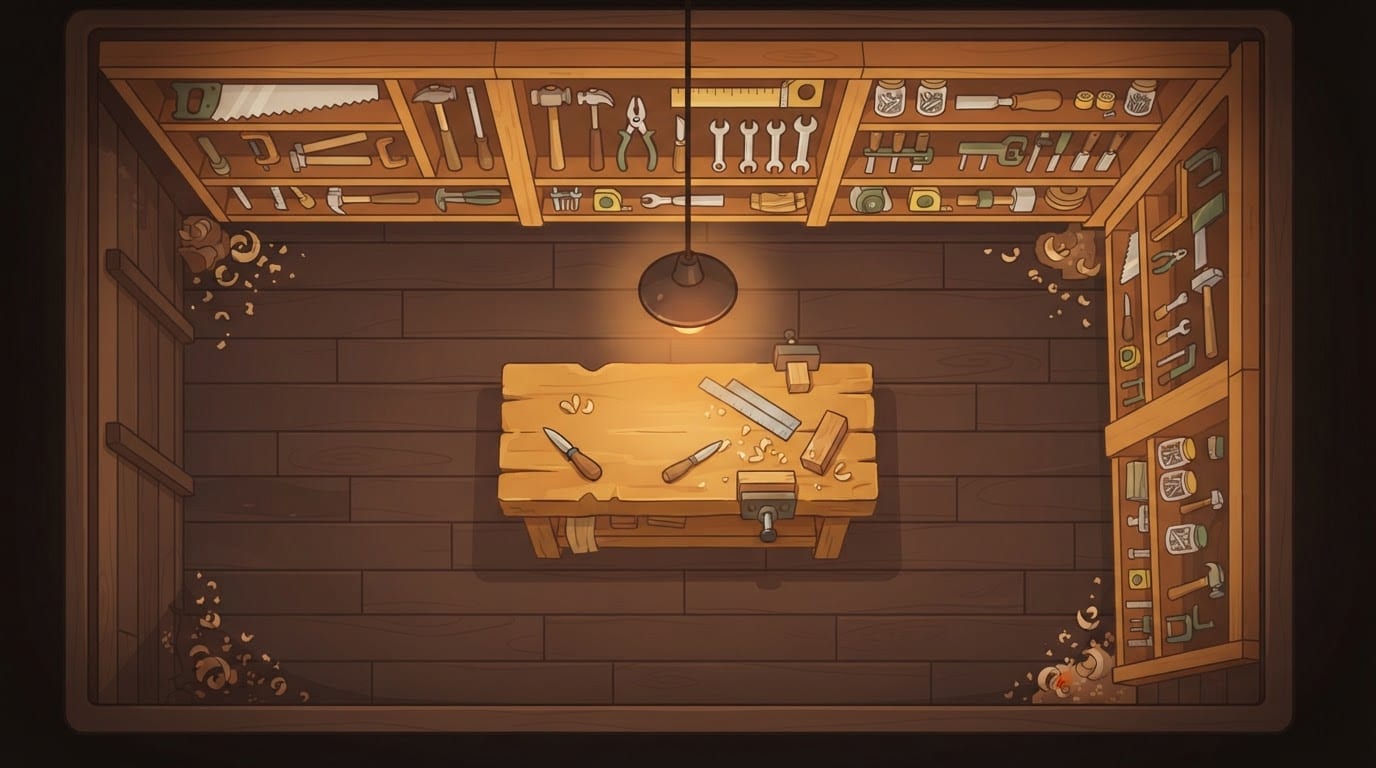 The cosy workshop basement