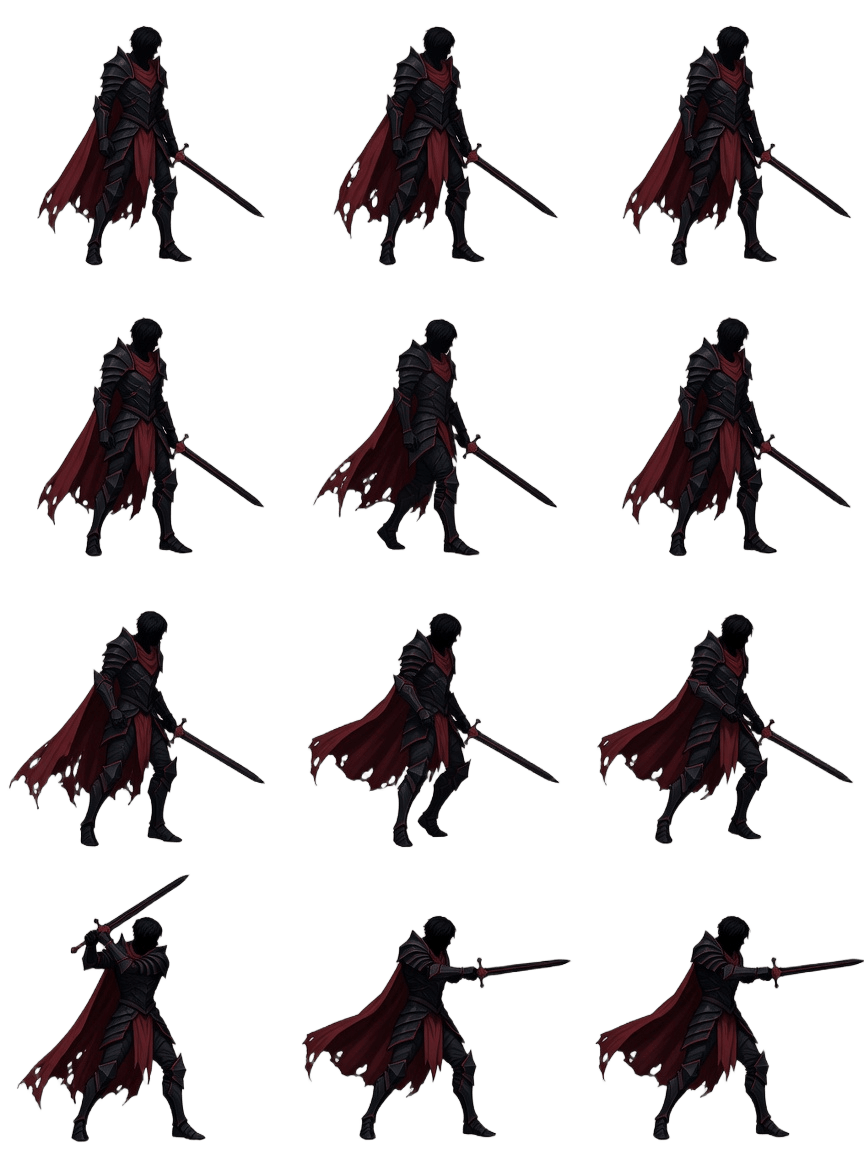 Gothic Hero Sheet A - idle walk run attack