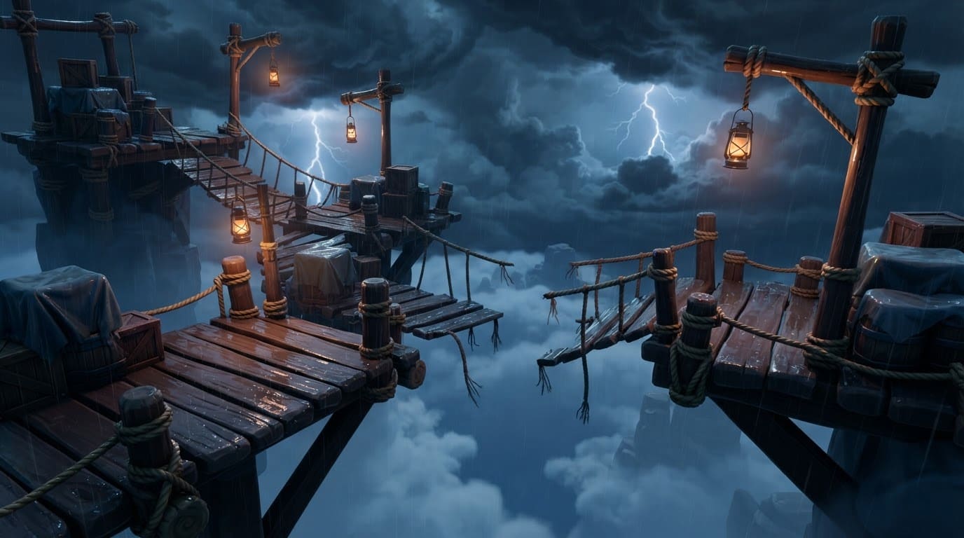 Stormy sky floating docks