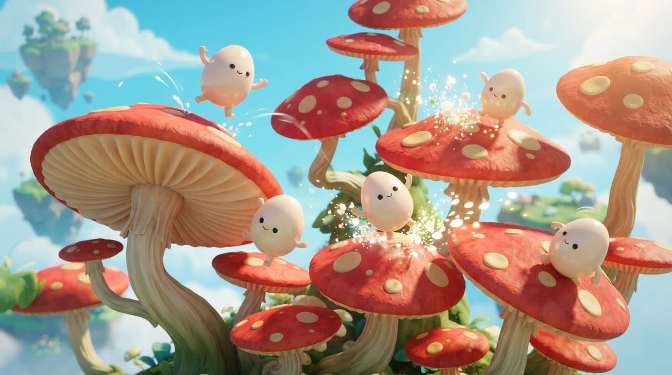 Bounce rivals off mushroom caps