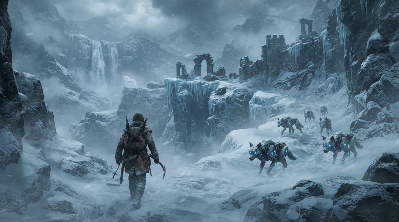 Frozen mountain peaks