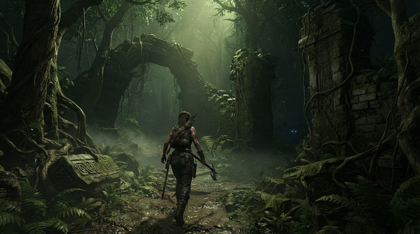 Ancient ruins and deep forest