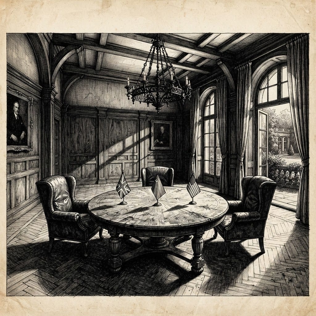 Image: Black and white lithograph illustration of the Cec