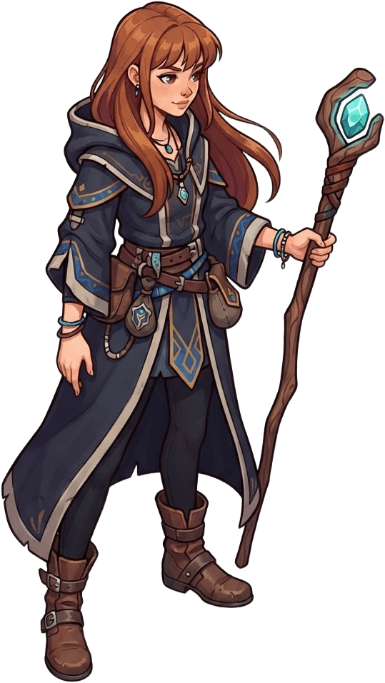 Image: Young female wizard character for an isometric RPG
