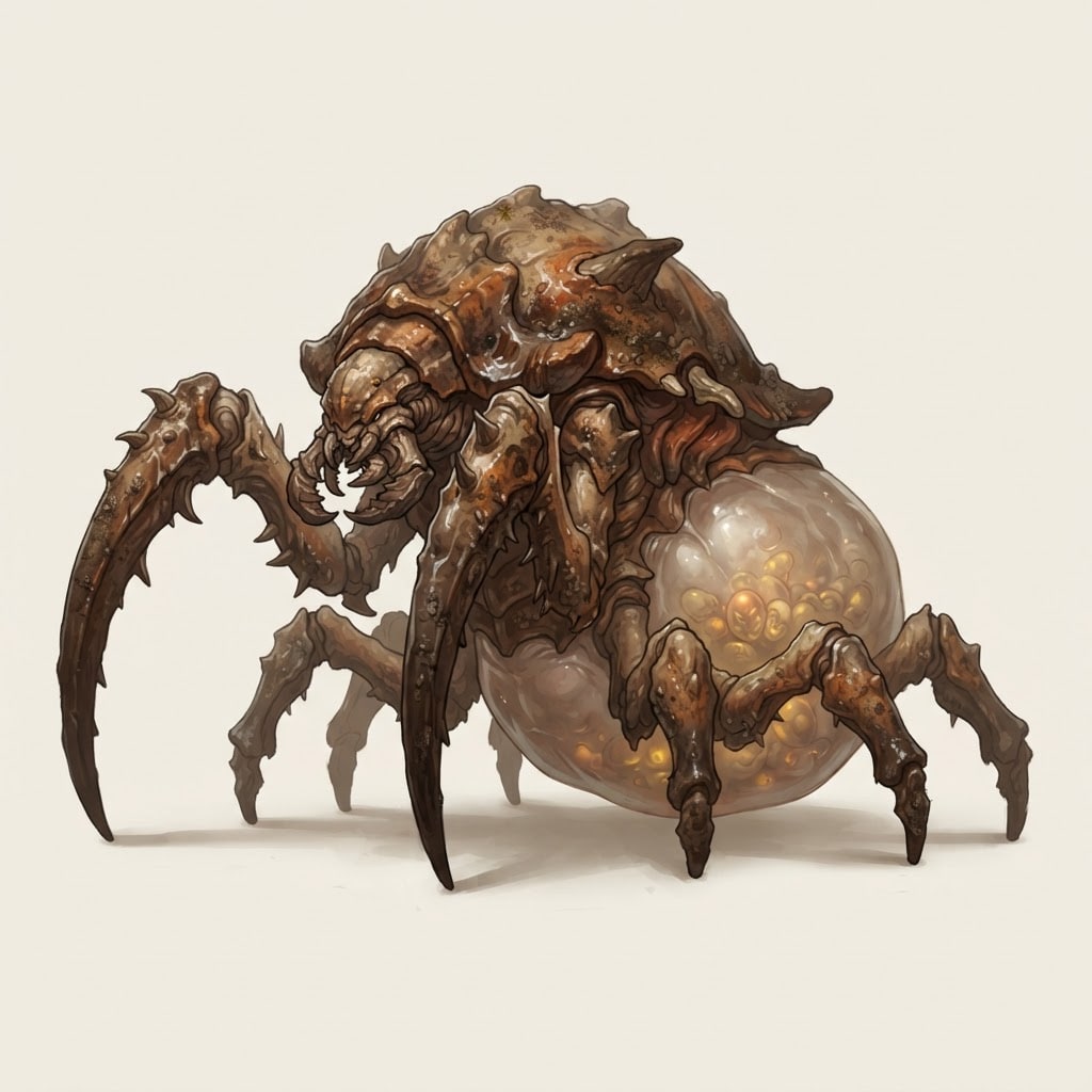 Image: Concept art of a single large organic cave creatur