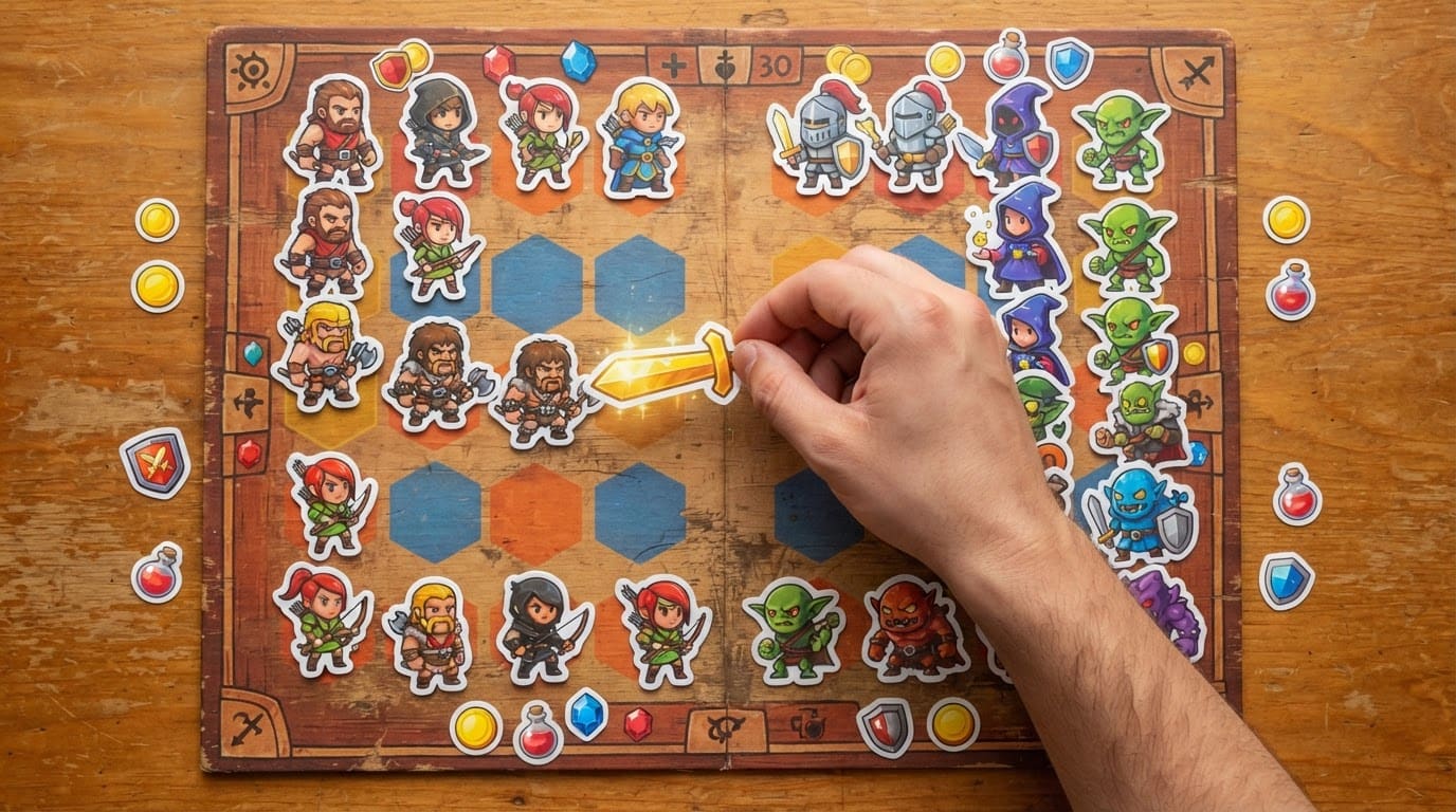 Arrastar e equipar stickers no tabuleiro