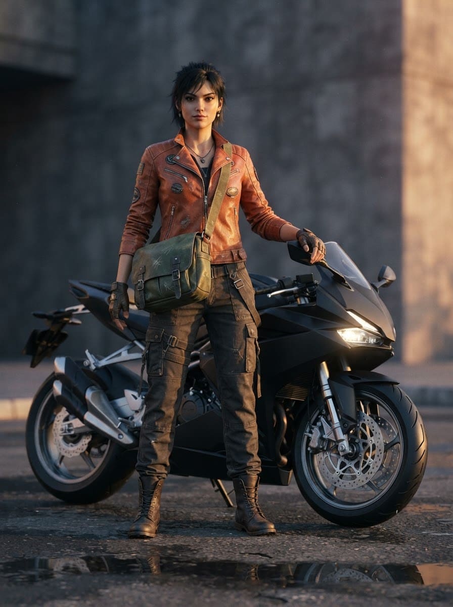 Off-duty courier on a sports bike