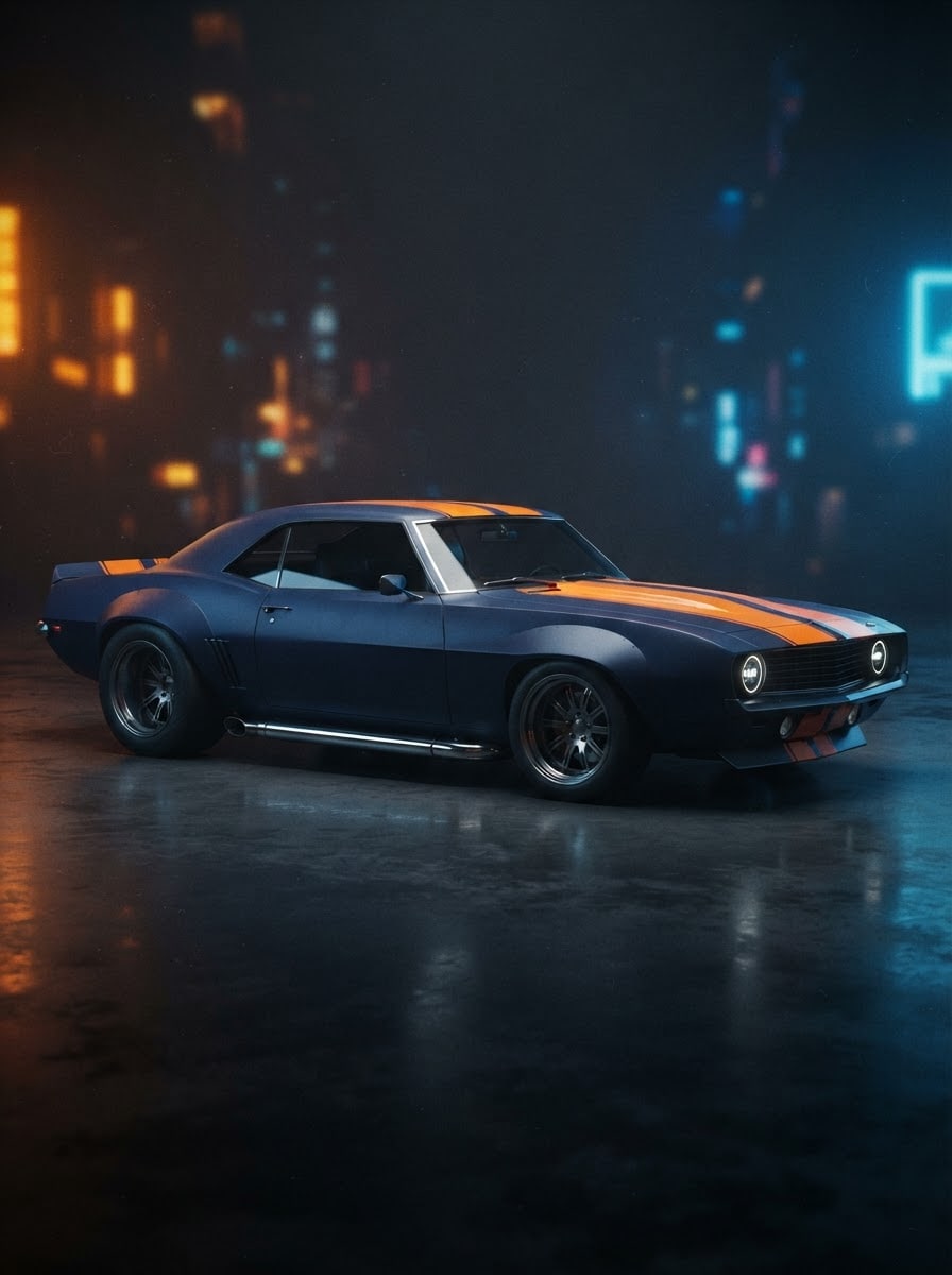 Tuned American muscle car