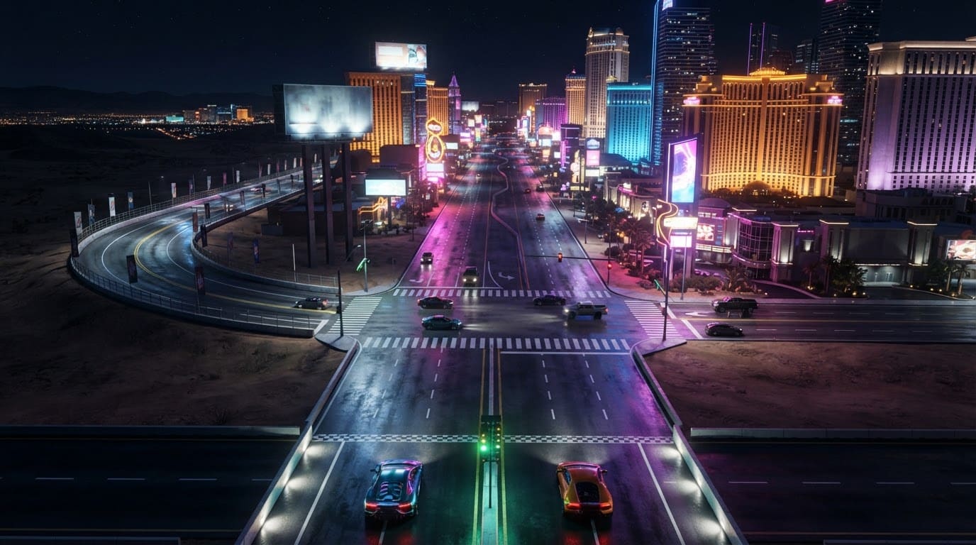 Las Vegas neon strip highway